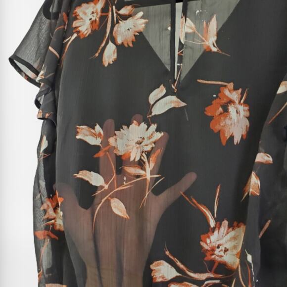 NWT Ash & Violet sexy partly sheer floral v neck bodysuit size small - Picture 8 of 12